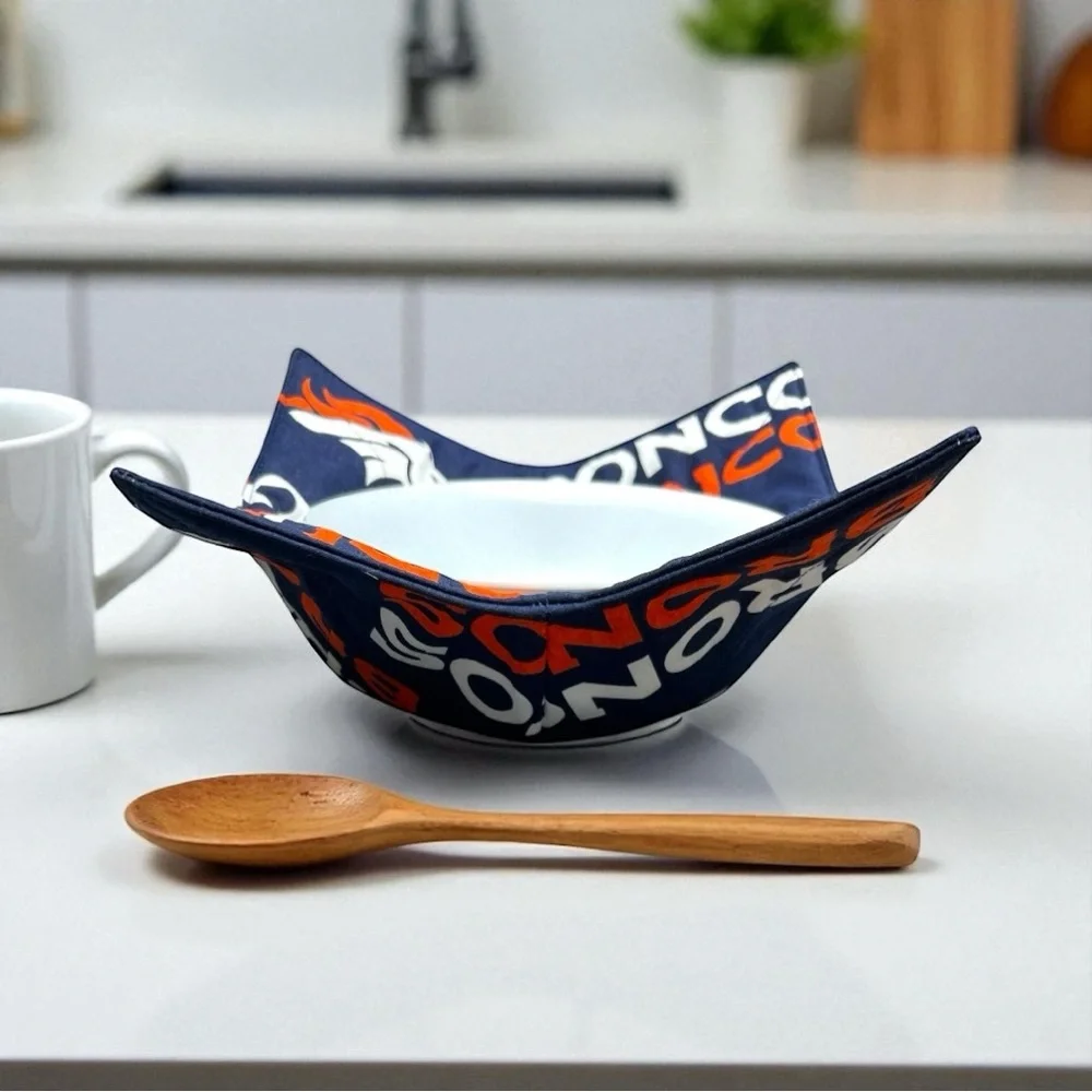 Denver Broncos Hand Crafted Bowl Cozy Reversible NFL Bowl Holder Microwave Safe